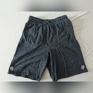 Men's Black Leopard Print Shorts